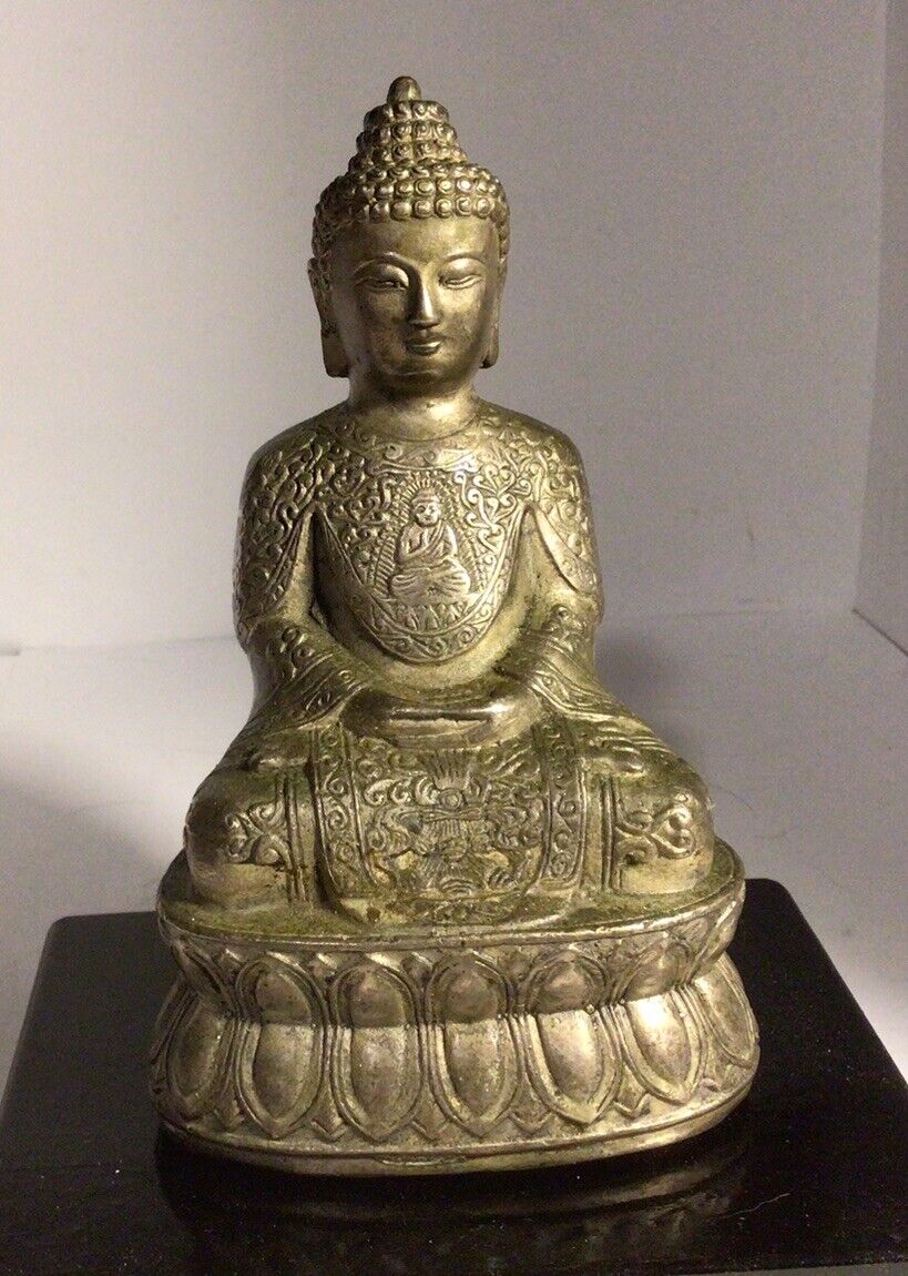 Vintage Untested Silver Buddha 5” High Statue