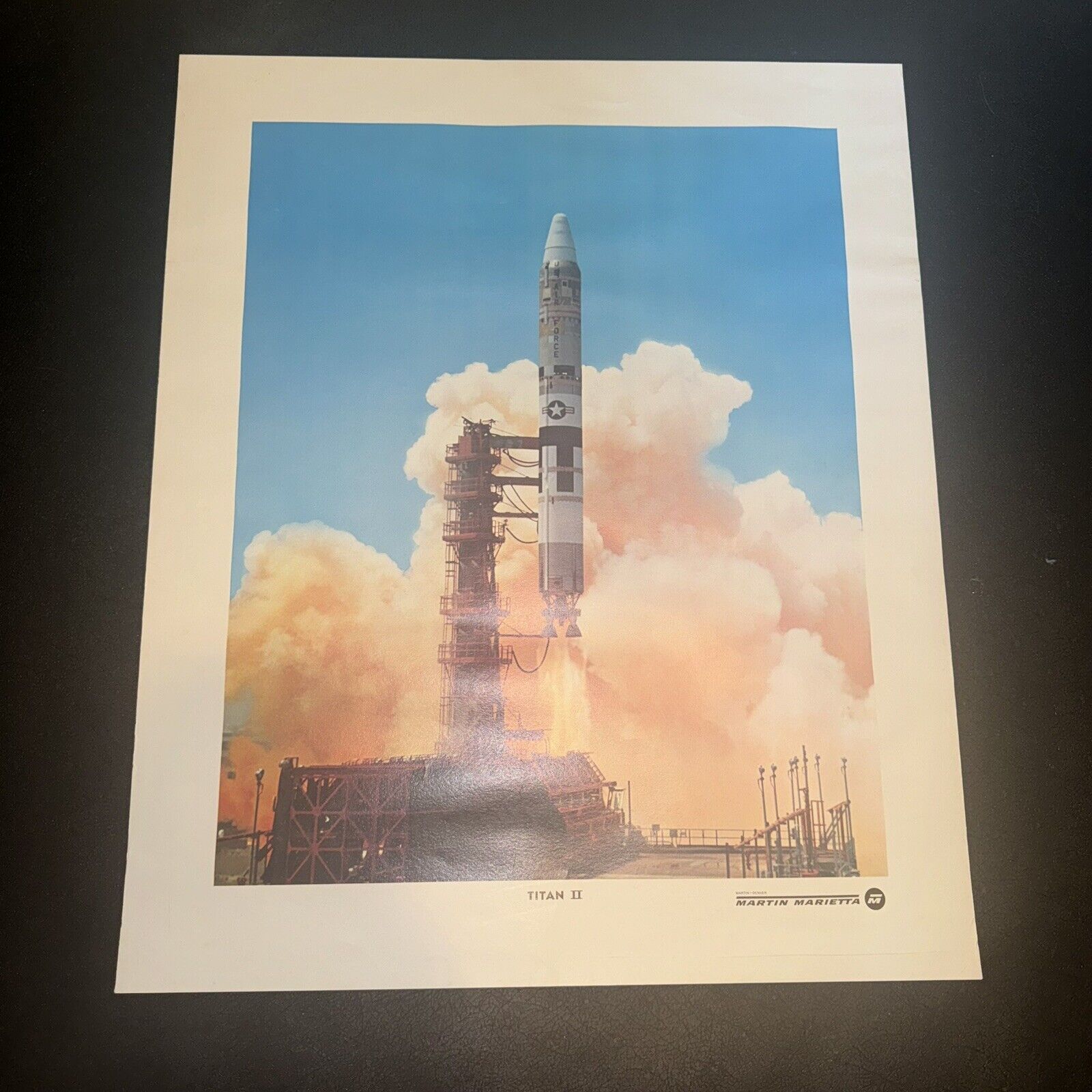 Vintage Lockheed MARTIN MARIETTA Titan II Denver Rocket Launch Poster NASA *CUT*