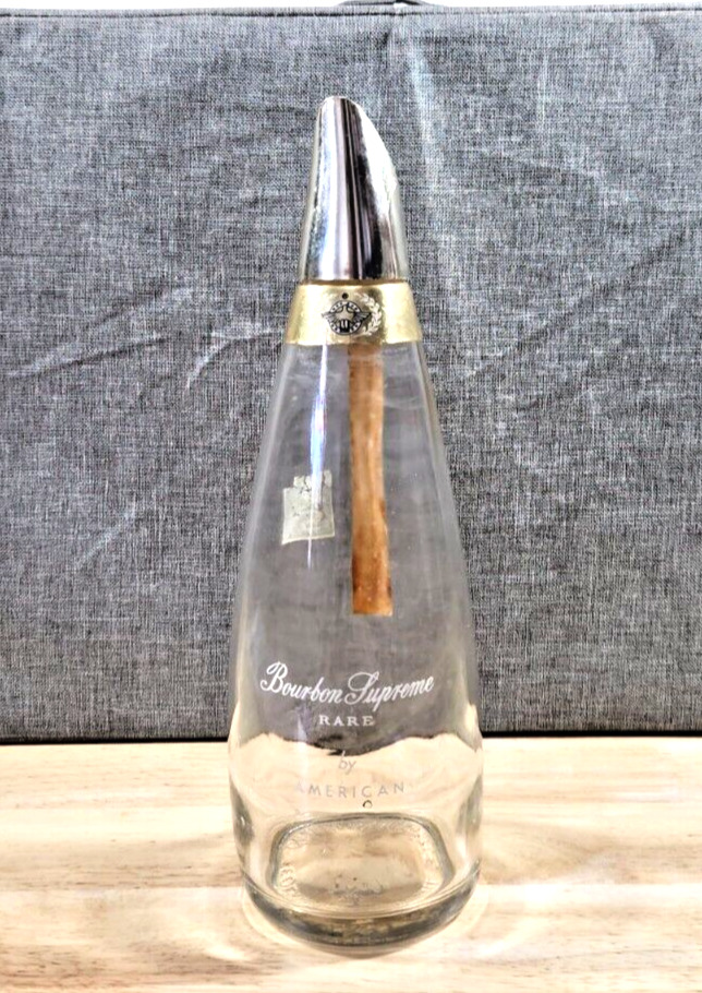 Vintage Bourbon Supreme Rare by American Glass Decanter Art Deco Bottle
