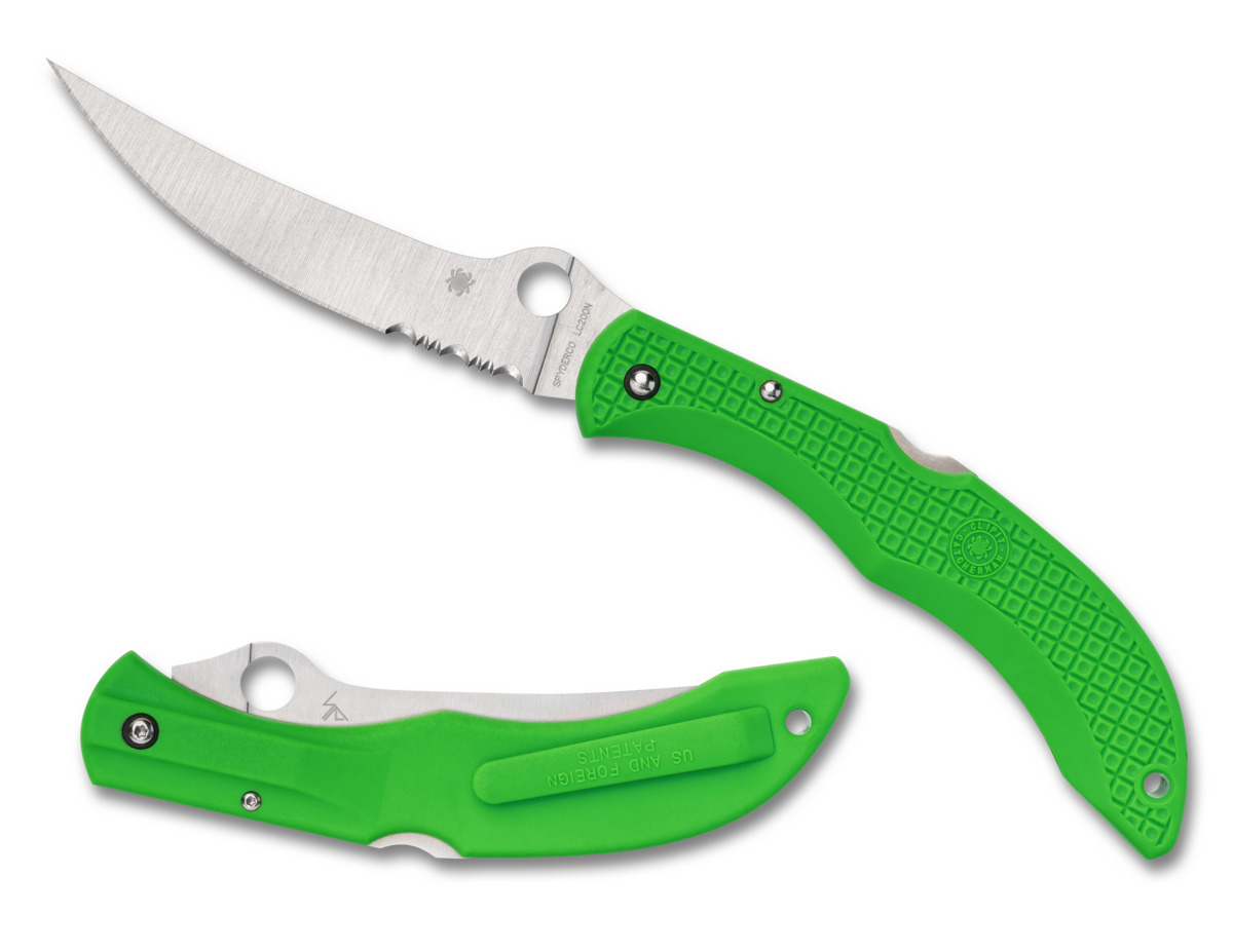 Spyderco Knives Catcherman Lockback C17PSGR LC200N Stainless Green Pocket Knife