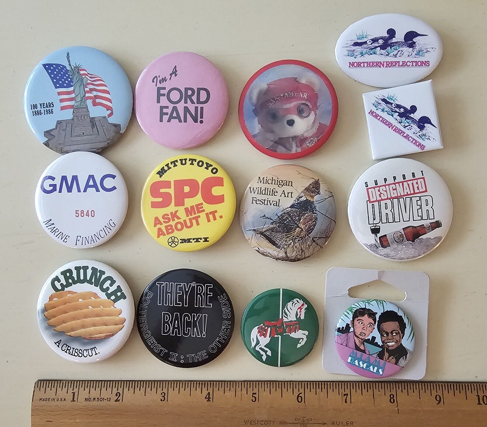 Vintage 1980's various pin back buttons - add some flare