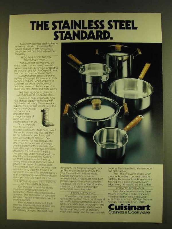 1980 Cuisinart Stainless Steel Cookware Ad - Standard