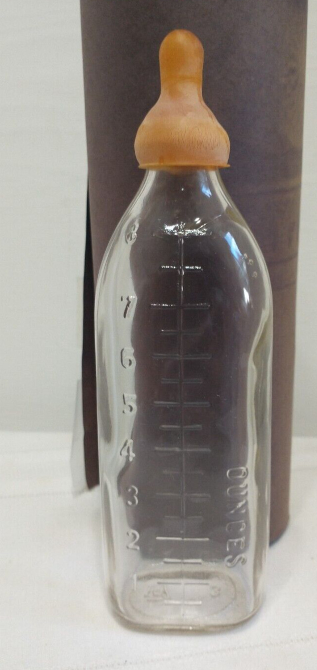HTF Vintage 8 oz CLEAR GLASS BABY BOTTLE  Oil City Glass Knox Co - 1930-1952