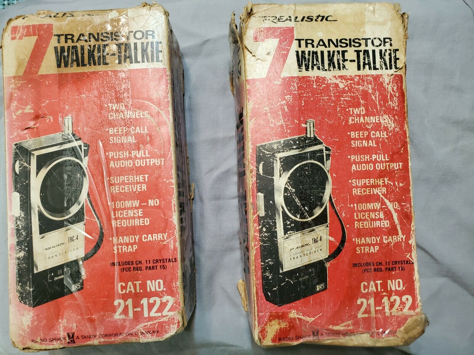 Realistic 7 Transistor Walkie Talkie Two Channel Handheld Vintage TRC-4 Set Of 2