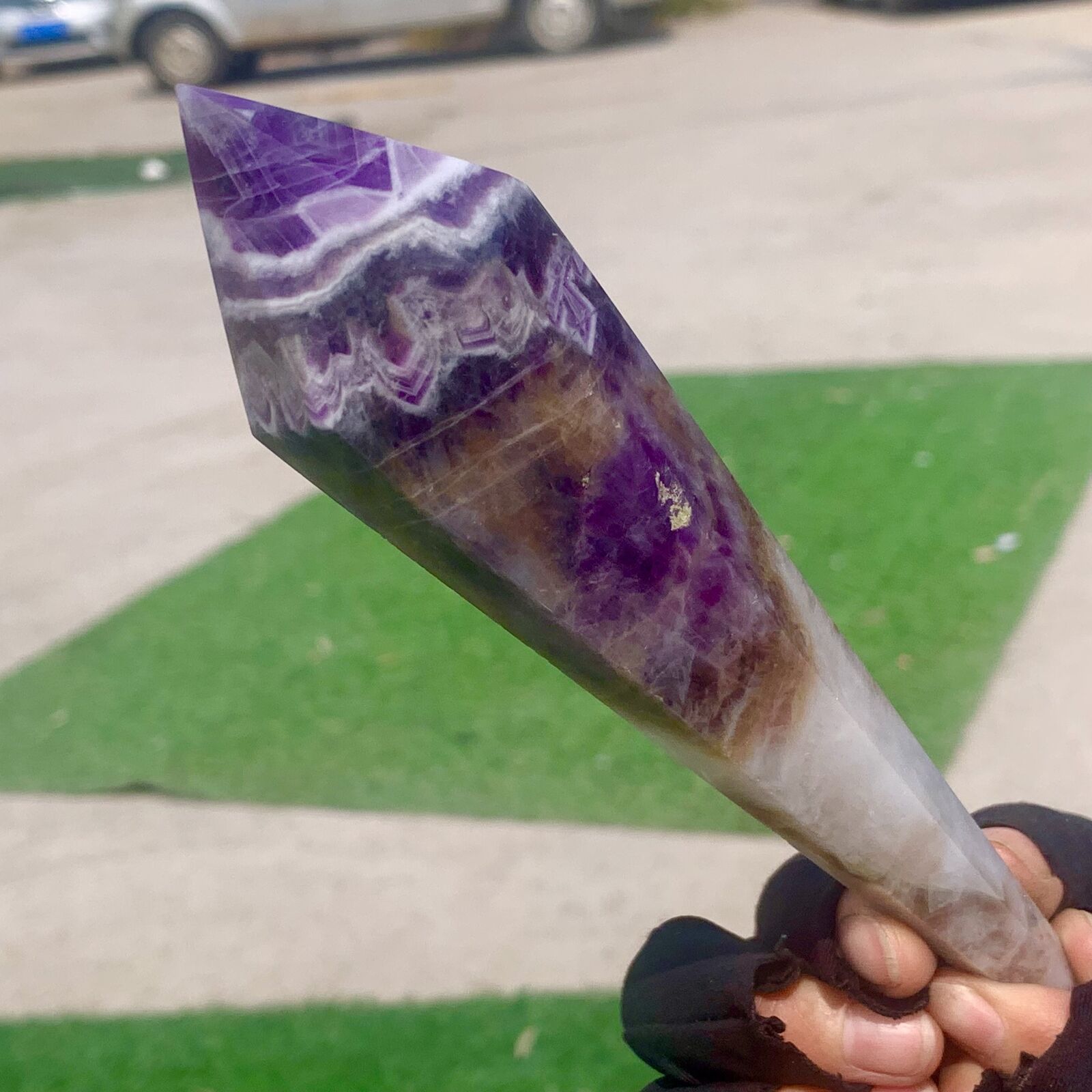203gNatural Dream Amethyst Quartz Crystal Single End Magic Wand Targeted Therapy