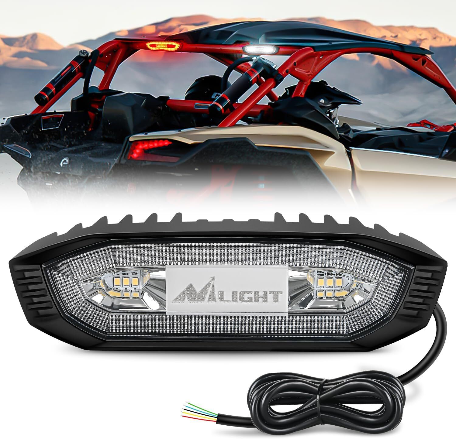 UTV LED Chase Brake Light Universal 1.75”-2.0” Roll Bar Mount LED Running Brake