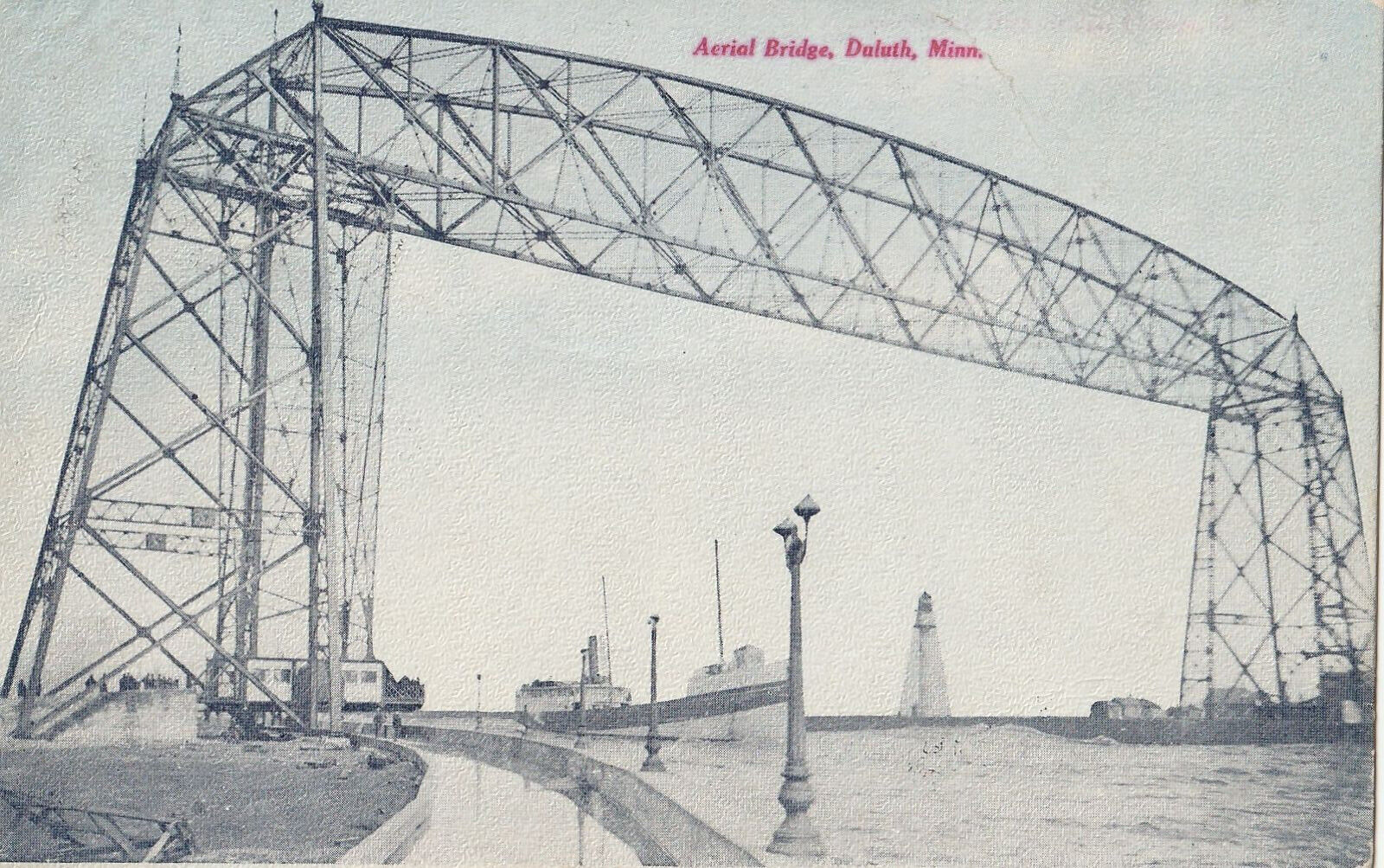 VINTAGE POSTCARD AERIAL BRIDGE AT DULUTH MINNESOTA POSTED 1908 RARE