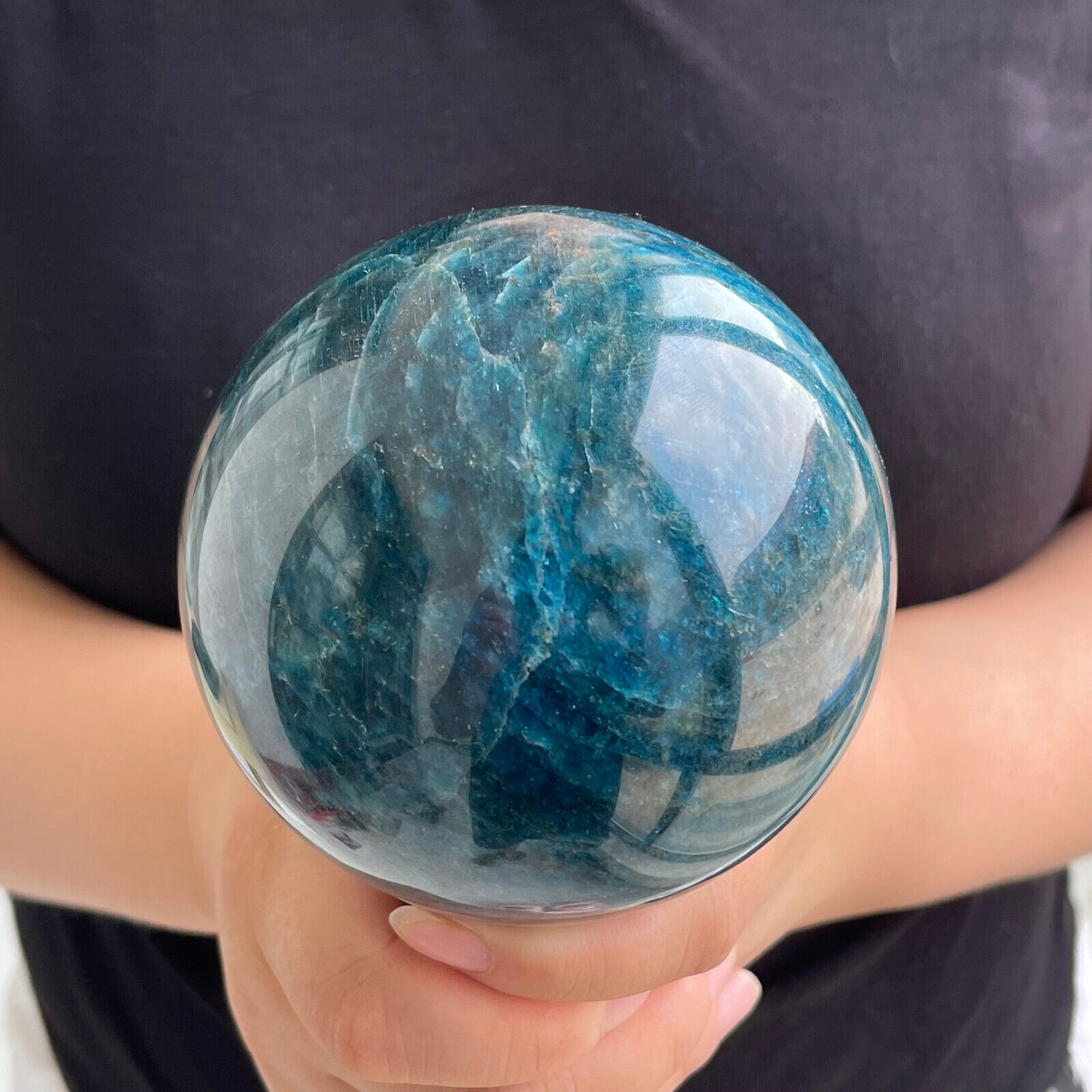 3.54LB Natural Blue Apatite Quartz Sphere Crystal Magic Ball Healing G4107