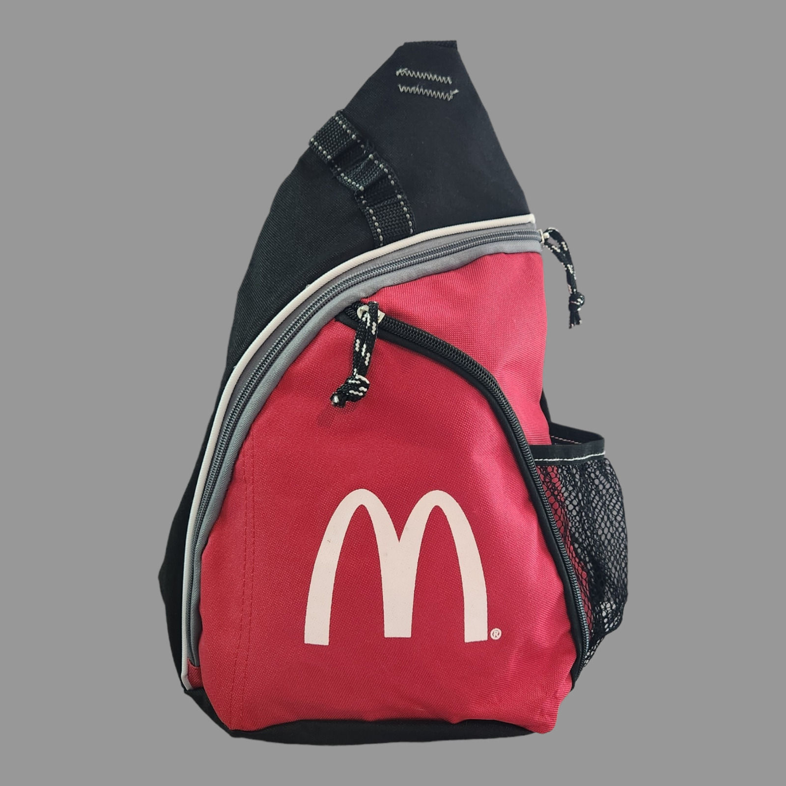 McDonalds Logo Small Canvas Backpack Crossbody Sling Bag Red Black White