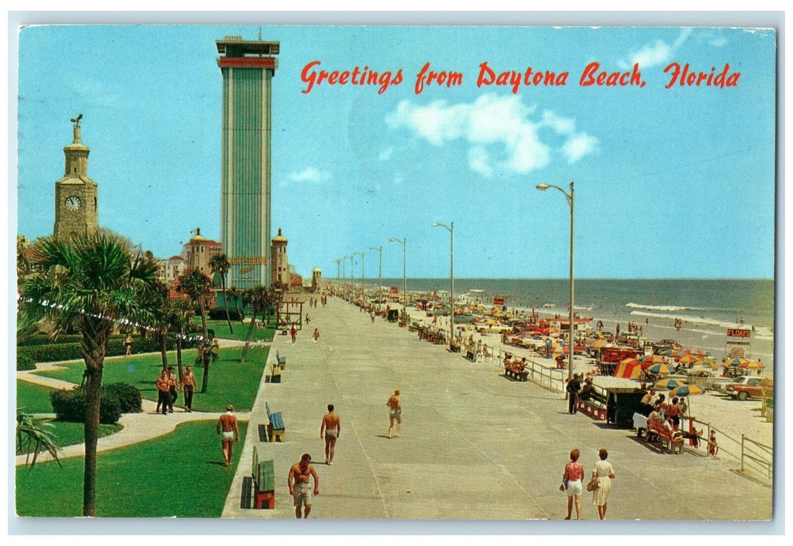 1970 Greetings From Daytona Beach Boardwalk & Beach Tower Florida FL Postcard