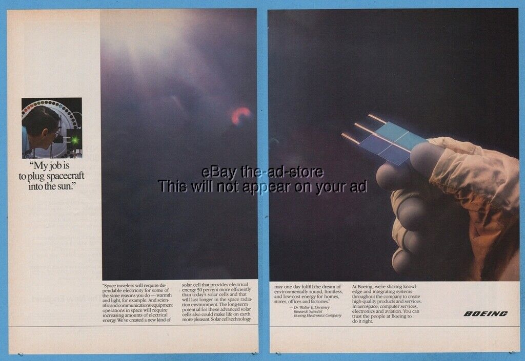 1987 Solar cell spacecraft Boeing Dr Walter Devaney space travel NASA print ad