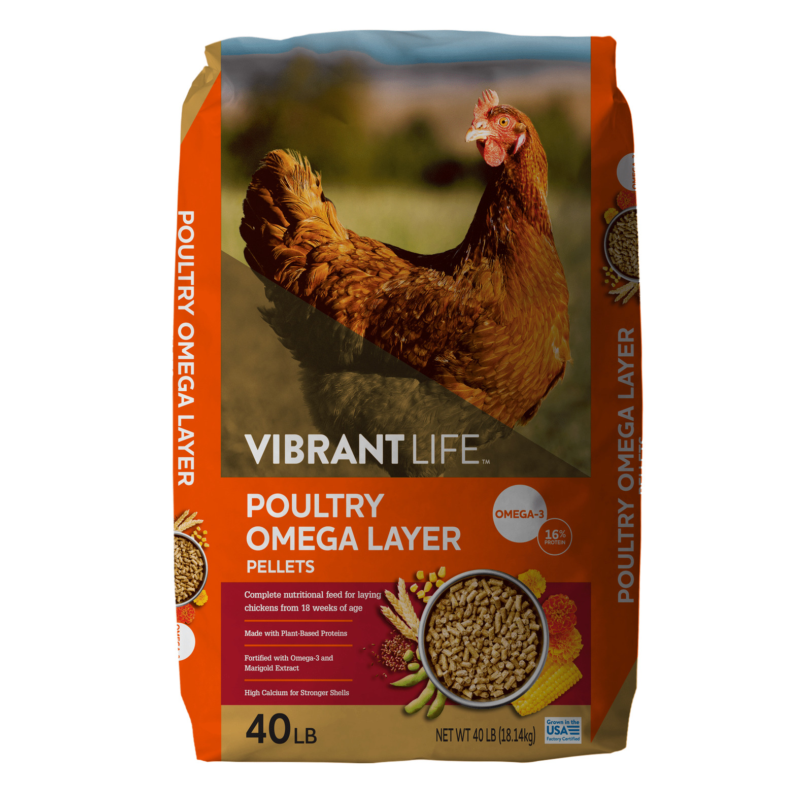 Vibrant Life Poultry Omega Layer Pellets 40 lb Bag