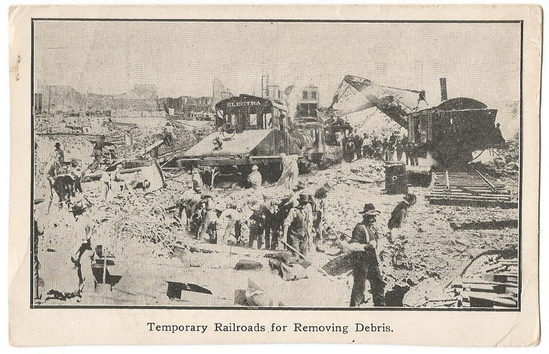San Francisco California CA ~ Earthquake Debris Removal by Railroads 1906