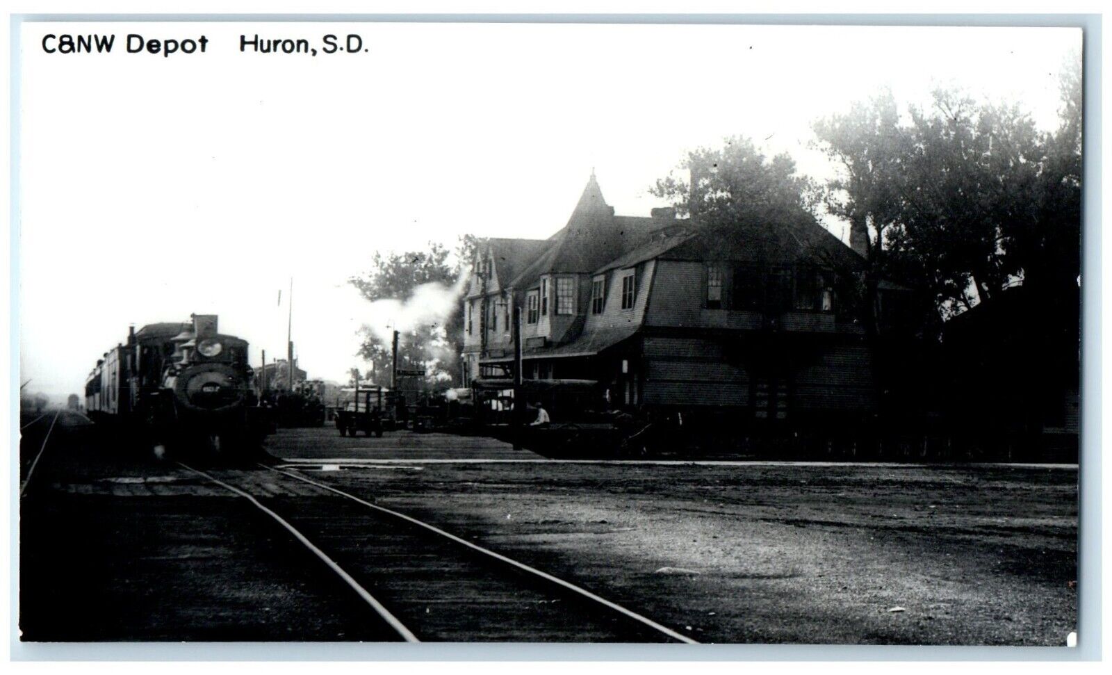 c1960's C&NW Huron South Dakota Vintage Train Depot Station RPPC Photo Postcard