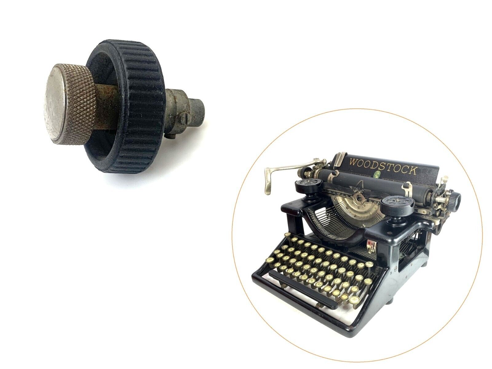 Original Left Platen Knob for Woodstock Typewriter Antique Part Vtg