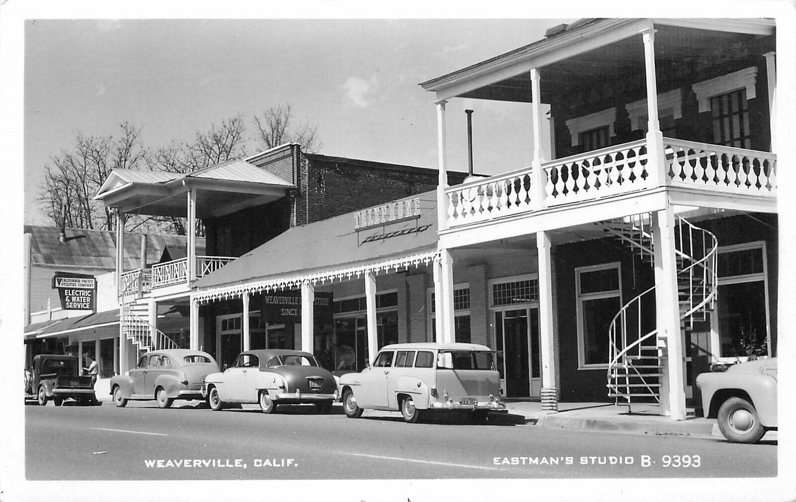 Postcard RPPC 1940s Trinity California Weaverville Street Eastman 23-11321