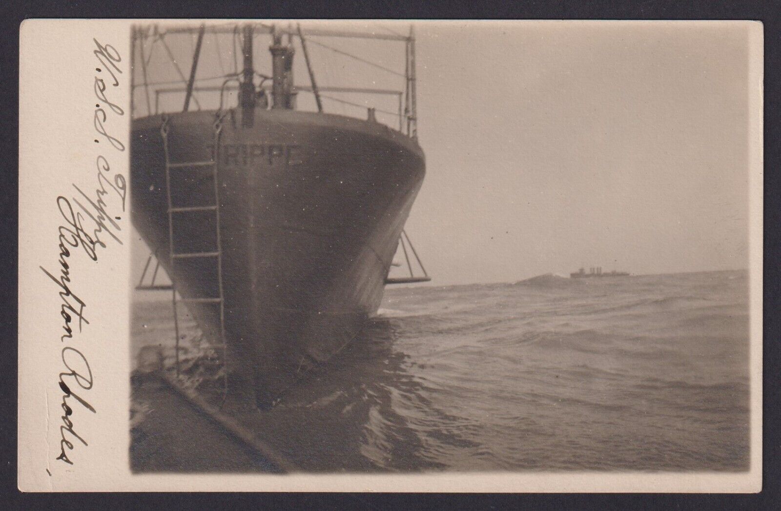 c 1912 RPPC Postcard Destroyer USS TRIPPE DD-33 at Hampton Roads