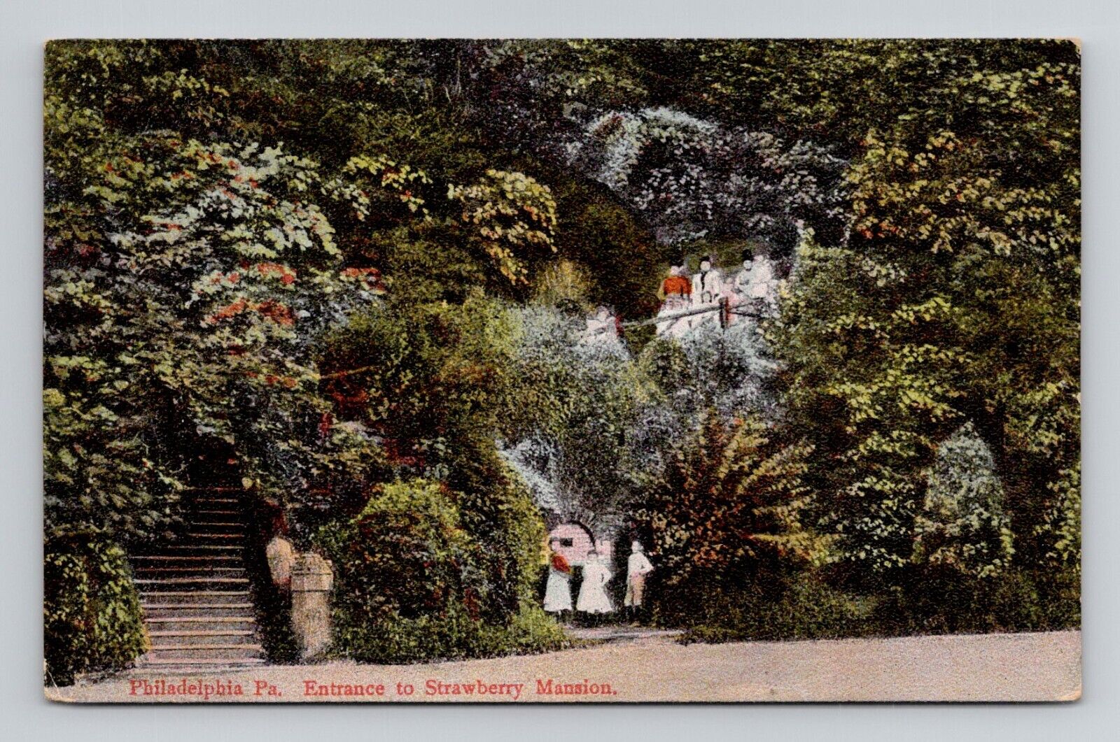 Postcard Strawberry Mansion Entrance Philadelphia Pennsylvania PA, Antique h3