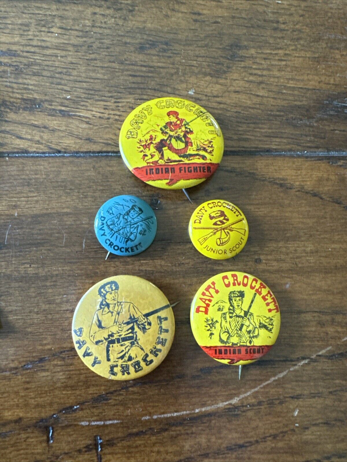 Lot Of 5 Vintage Davy Crocket Pins