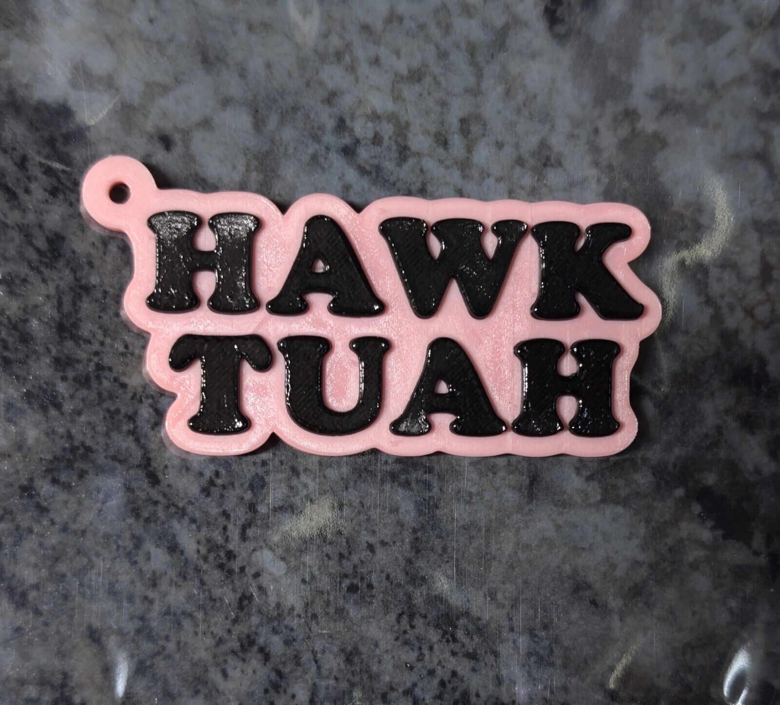 Hawk tuah keychain 3d printed