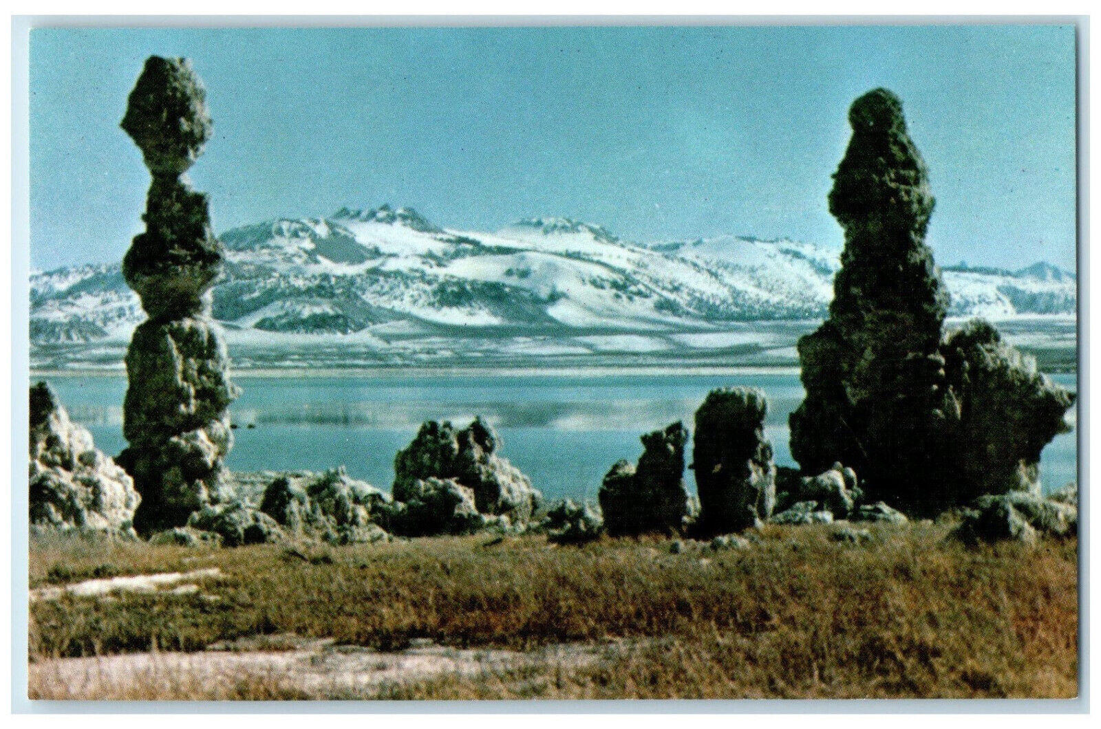 c1950's Tufa Formations in the Foreground Mono Craters Lee Vining CA Postcard