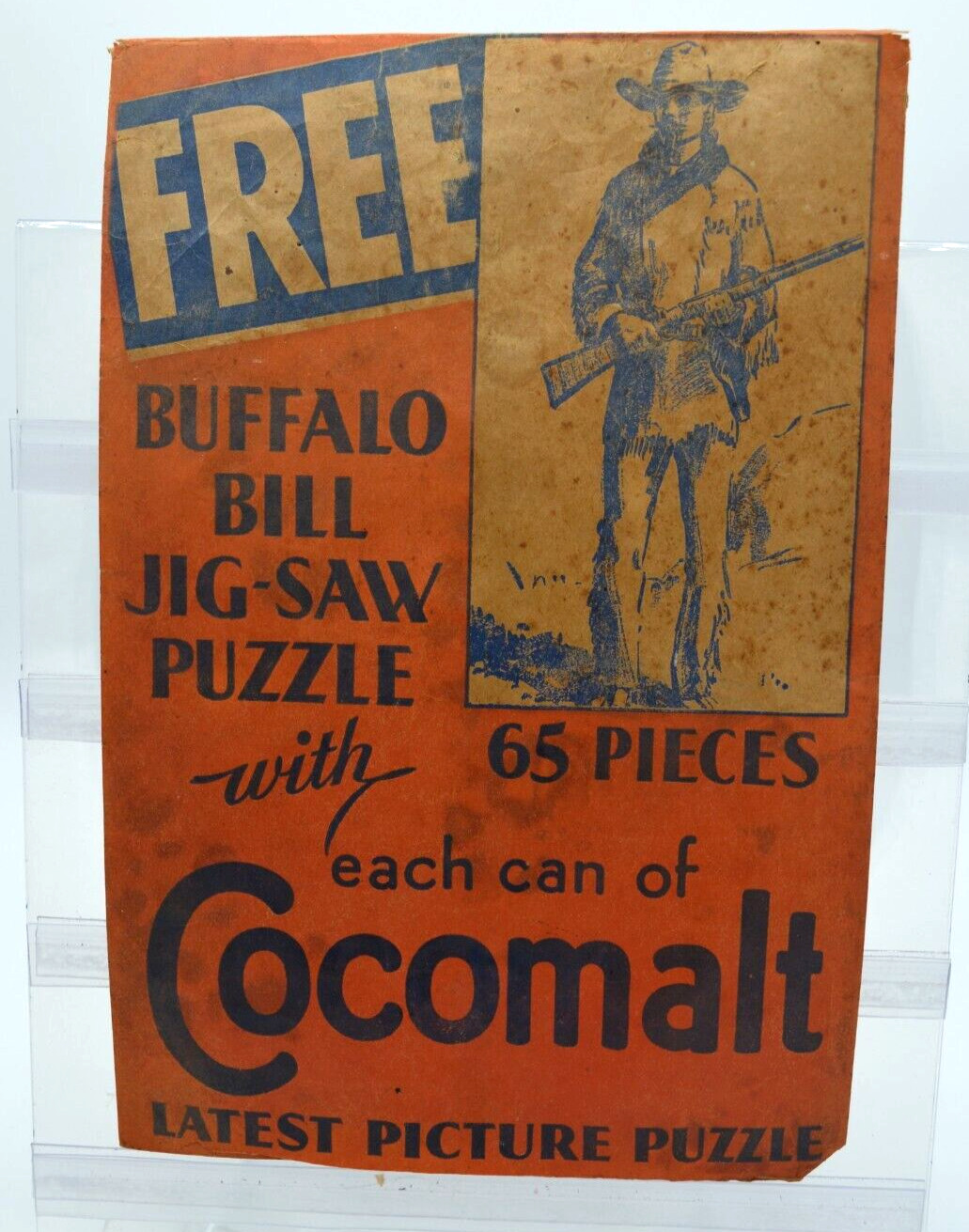 1930\'s BUFFALO BILL puzzle promo bag Cocomalt - BAG ONLY