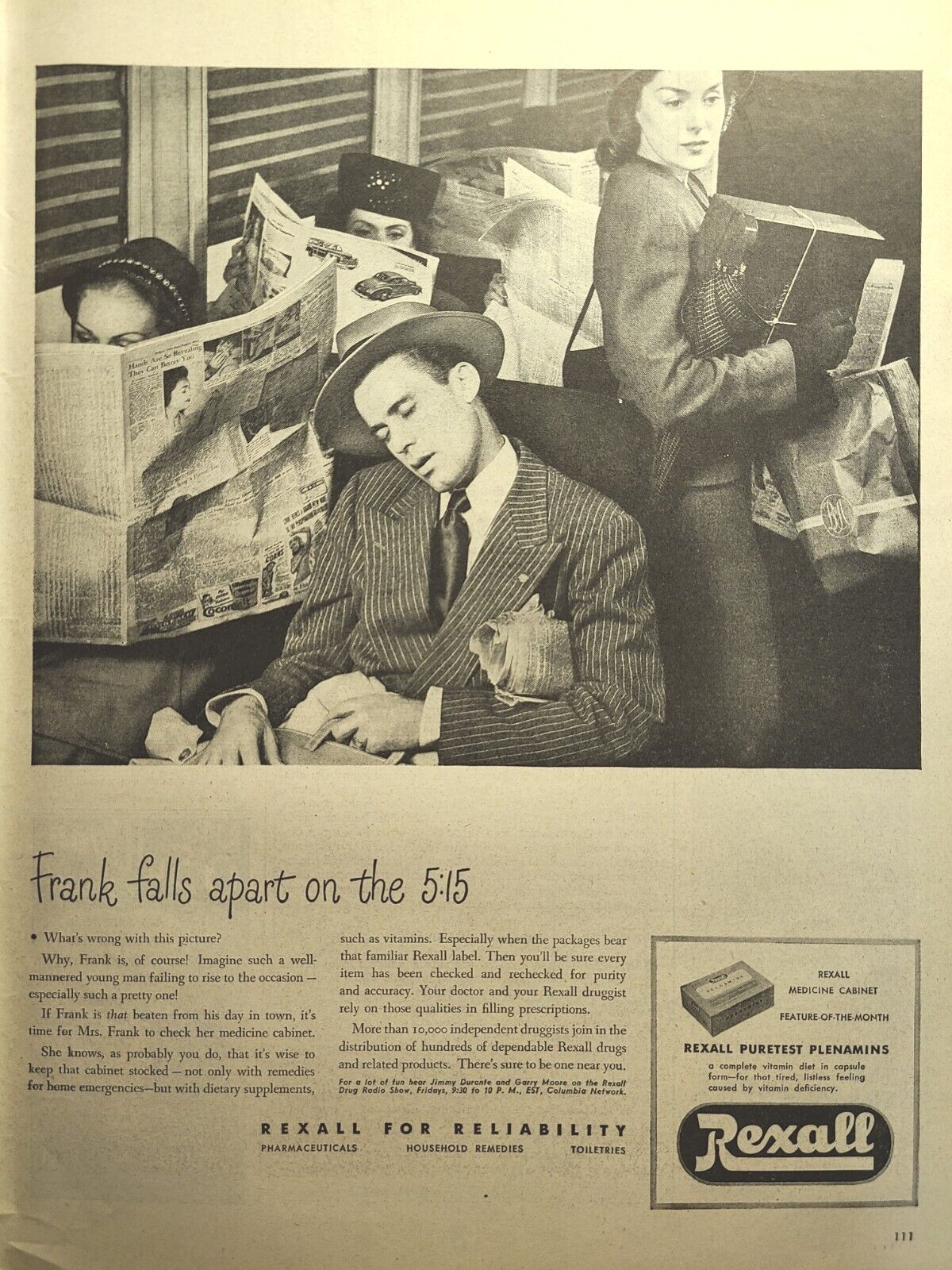 Rexall Puretest Plenamins Health And Energy Vitamins Vintage Print Ad 1946