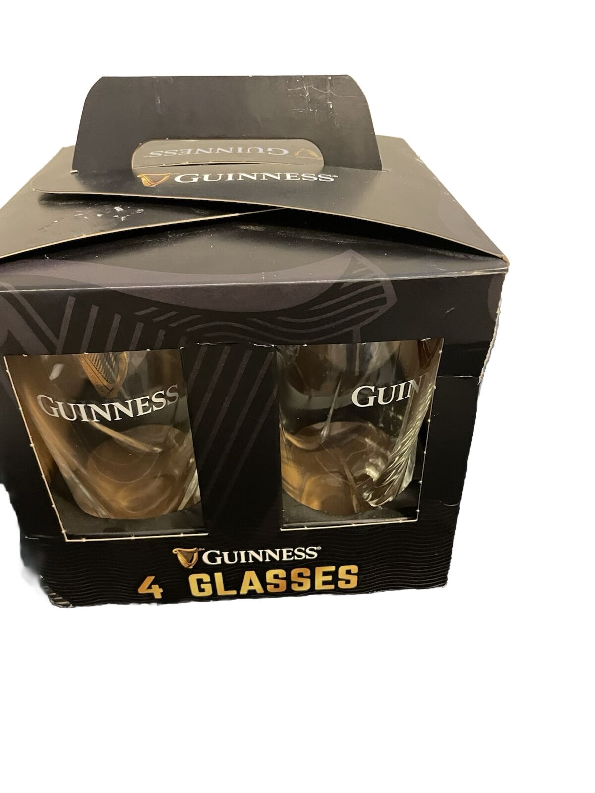 Guinness embossed 4-pack - Irish Design. Beer. New. Box Has Some Damage See Pics