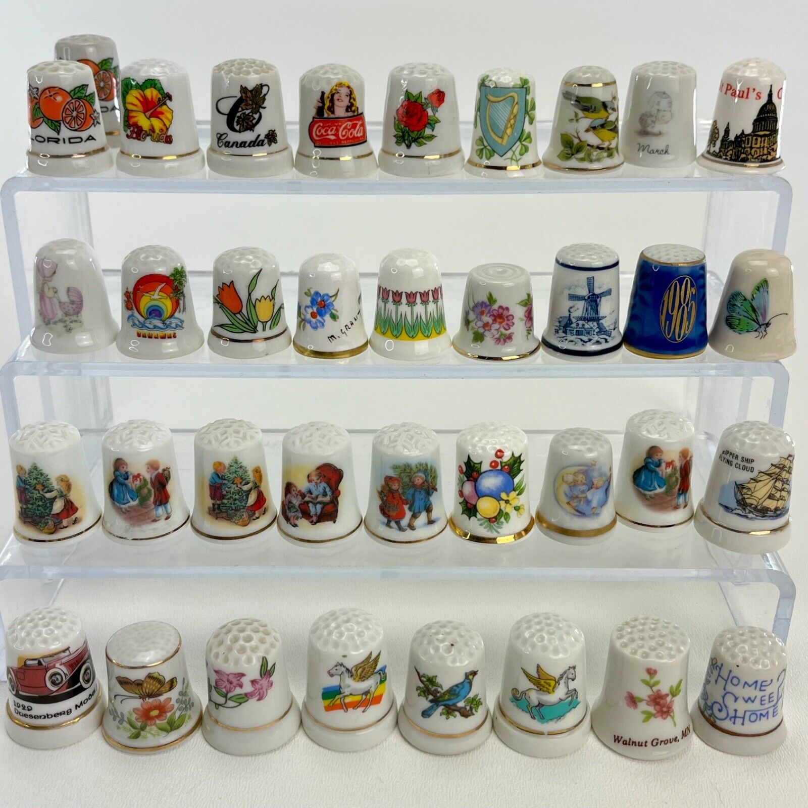 Vintage Porcelain Sewing Thimble Lot of 36 Mixed Fenton Mosa Schmid Caversall