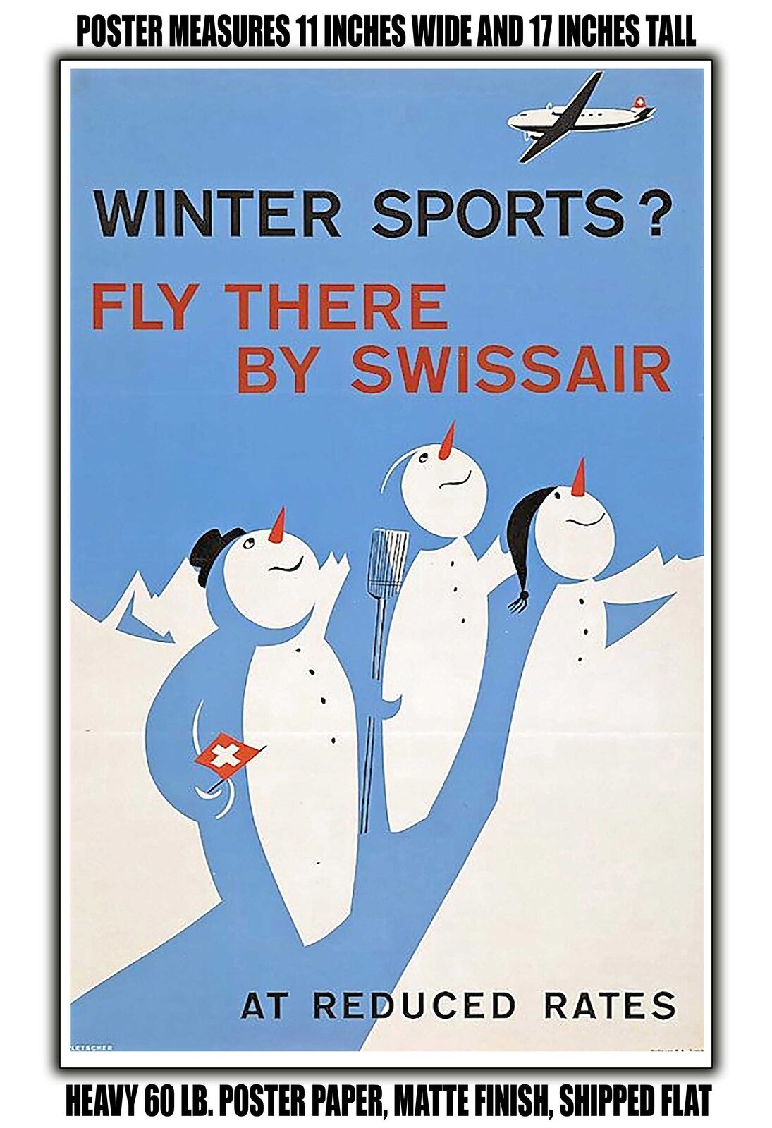 11x17 POSTER - 1953 Winter Sports Fly There by Swissair 2