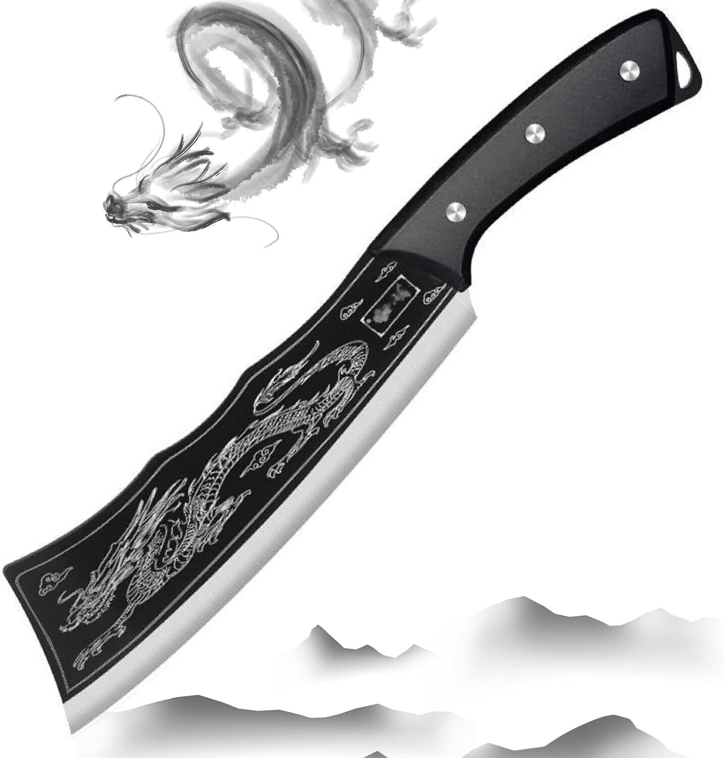 Handmade Dragon Knife, Black Dragon Knife, Dragon Slaying Knife 8.2\'\', Sharp Mea