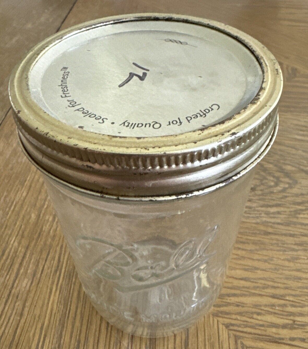 Vintage Ball Jar Wide Mouth Pint 16 oz Mason Jar With Lid Good Condition W/Fruit