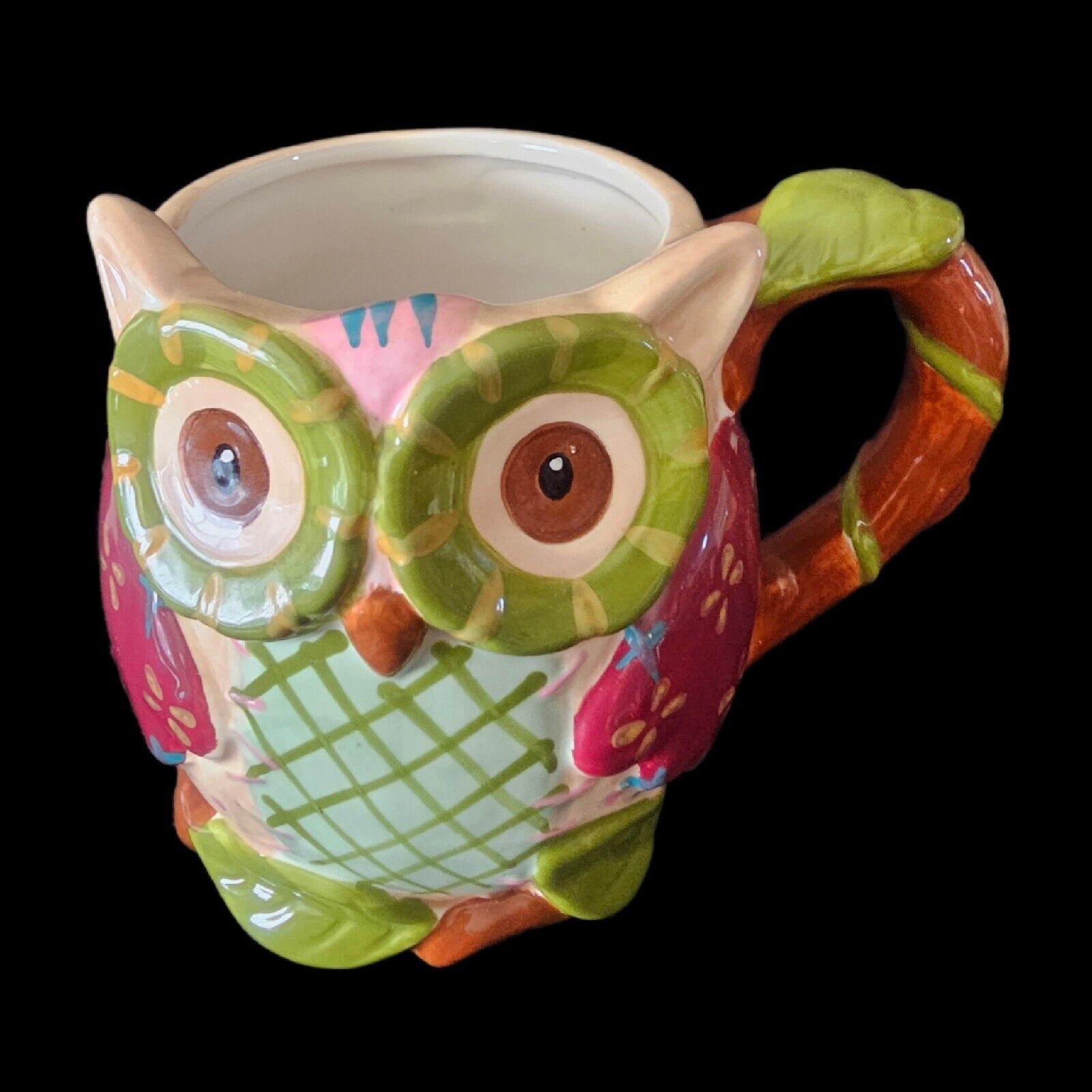 Pier 1 Imports Ollie The Owl Mug 3D Hand Painted Figural Lrg Coffee Cup 