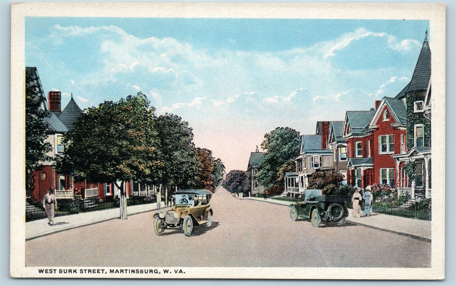Postcard WV Martinsburg West Burke Street c1920s West Virginia W15