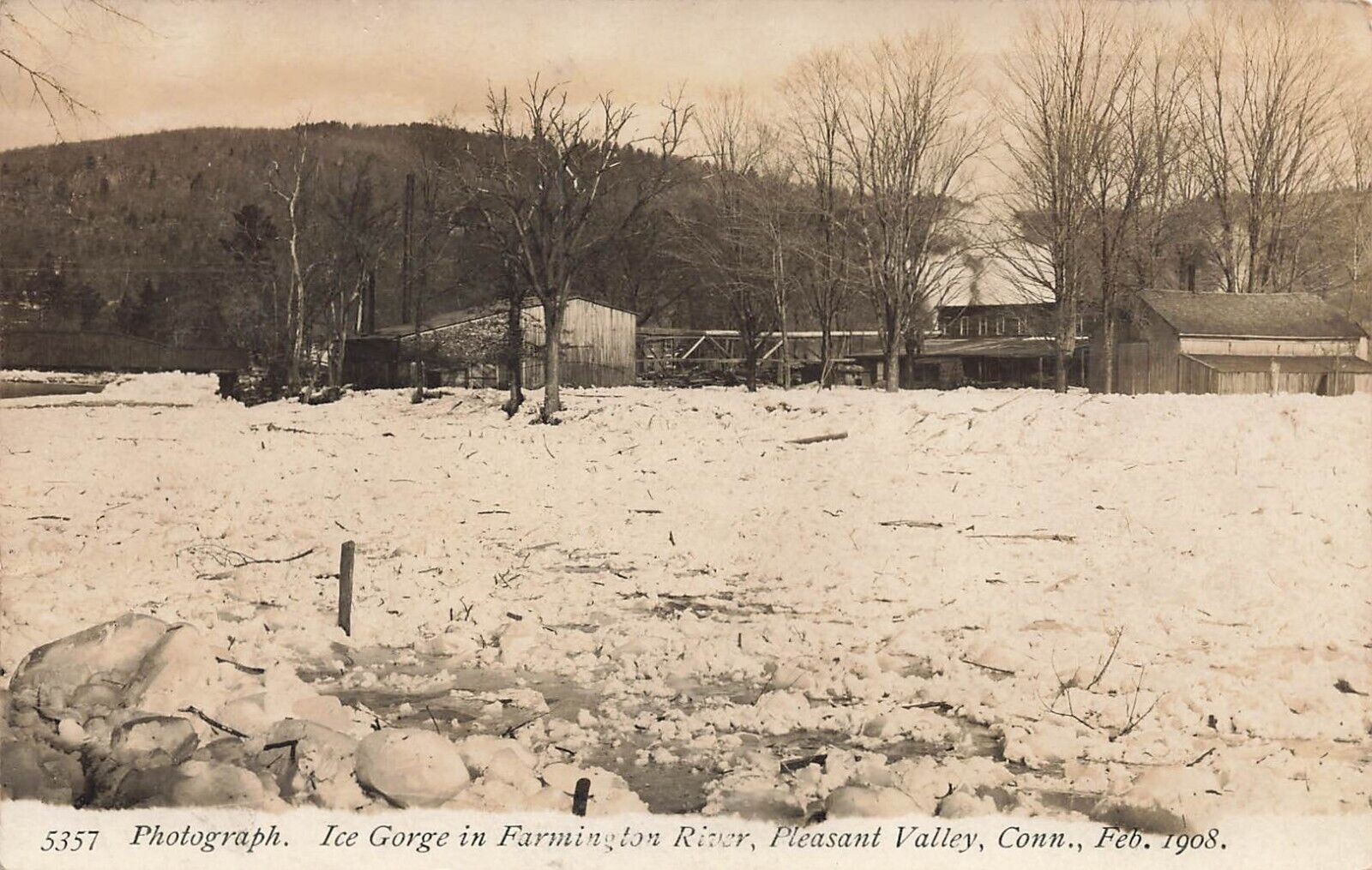 LP60  #5357   Pleasant Valley CT Ice Gorge  Farmington River RPPC 1908 Postcard