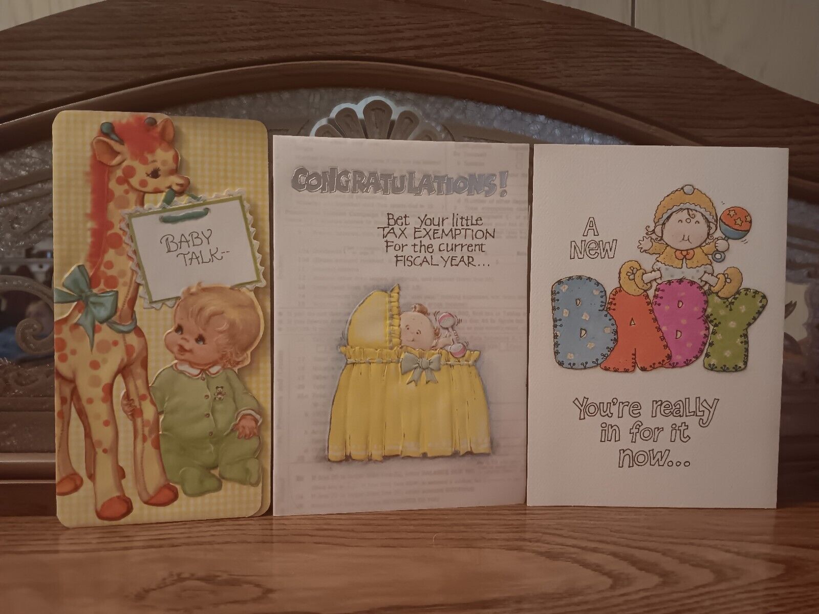 Lot of 3 Vintage Used NEW BABY Greeting Cards, Gender Neutral, Excellent Shape