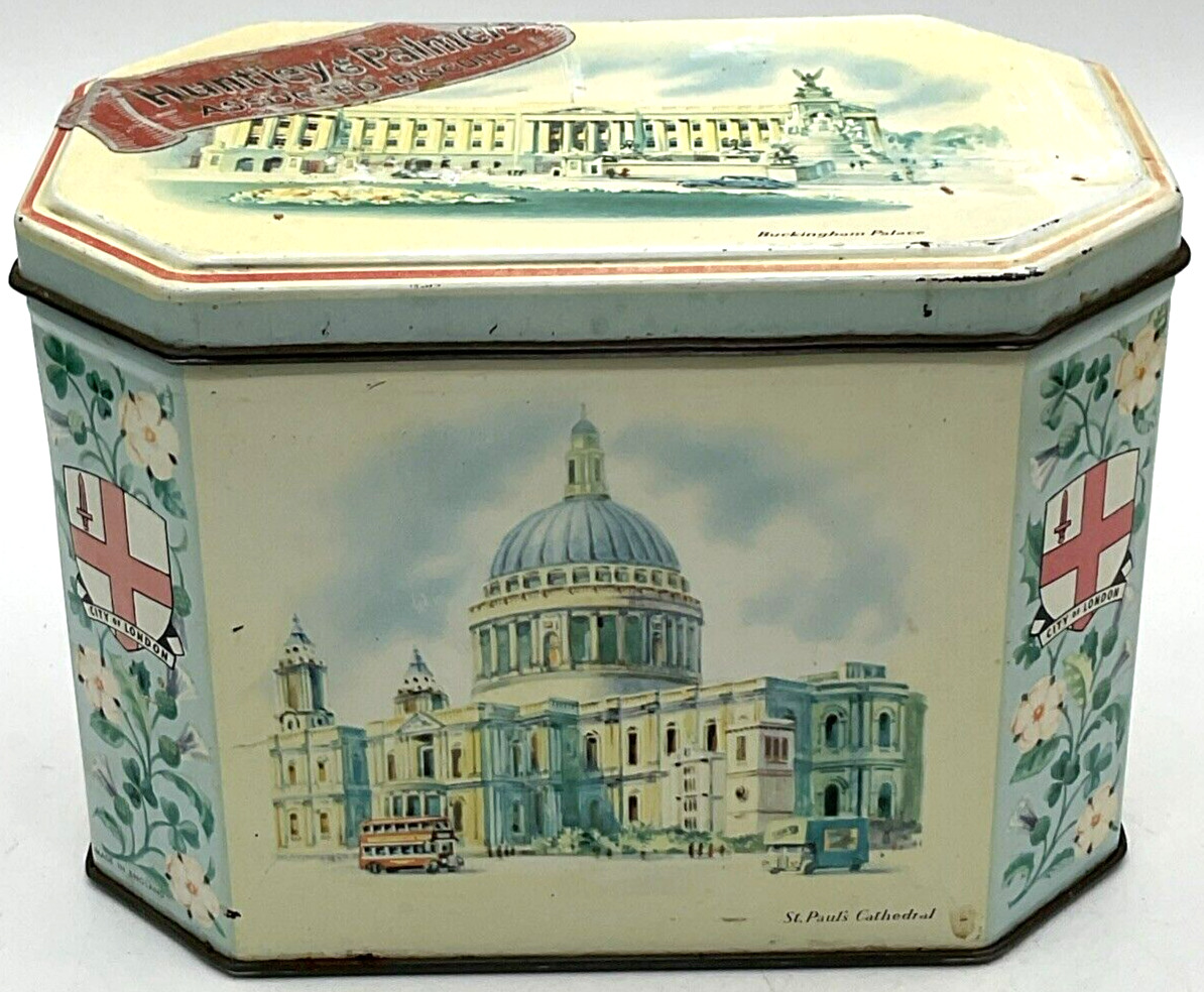 Huntley & Palmers Assorted Biscuits Tin Hinged Lid Box Liverpool London England