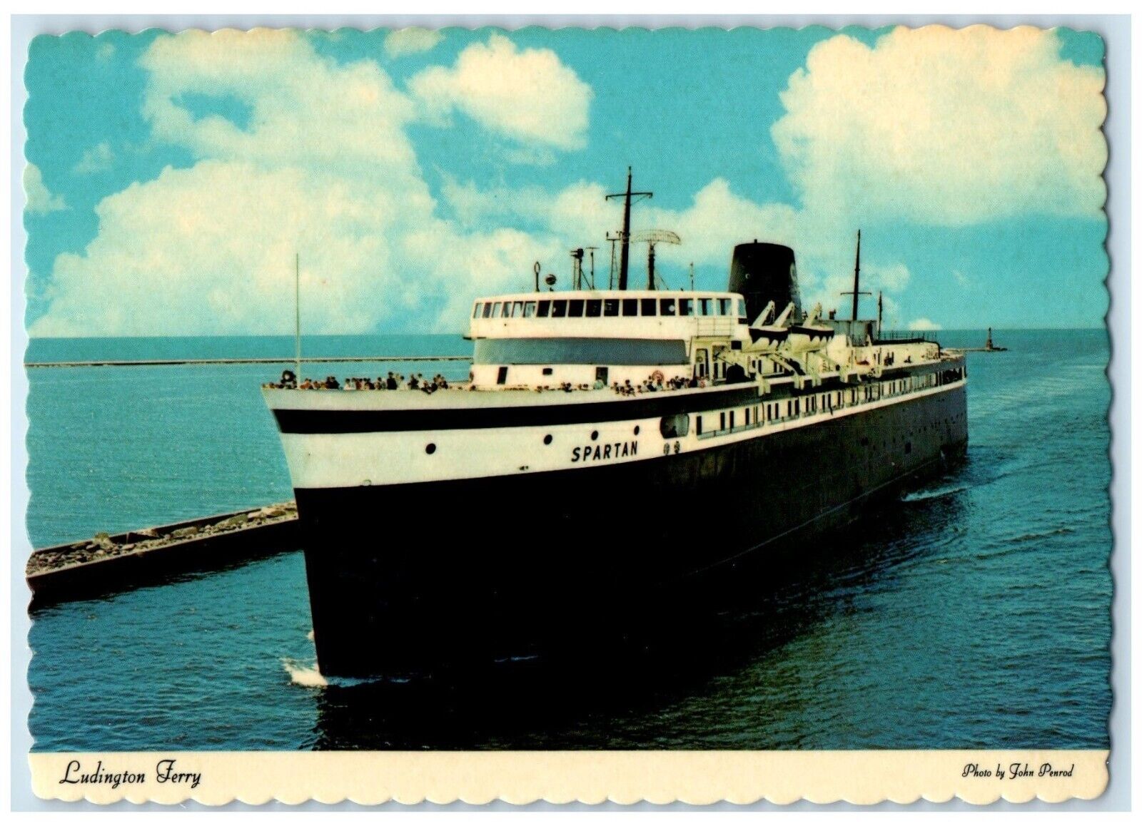 Ludington Ferry Ship Boat Spartan Chesapeake Ohio Lake Michigan MI Postcard