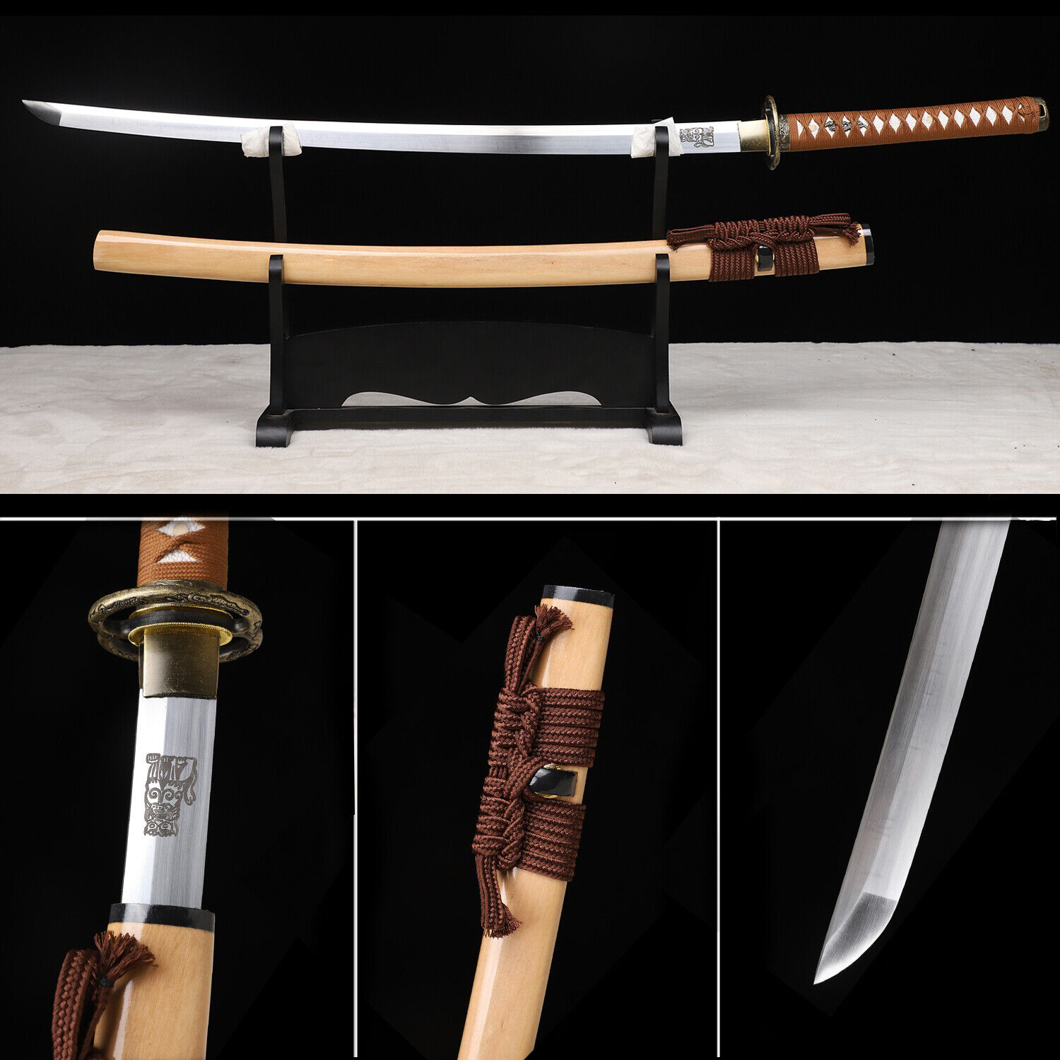 Musashi Tsuba 9260 Spring Steel Japanese Samurai Sword Katana Full Tang Sharp 