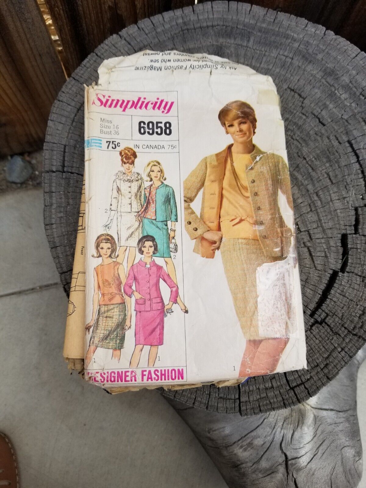 Simplicity Designer Fashion Vintage Pattern 6958 1967 Ladies Suit Pattern Cut