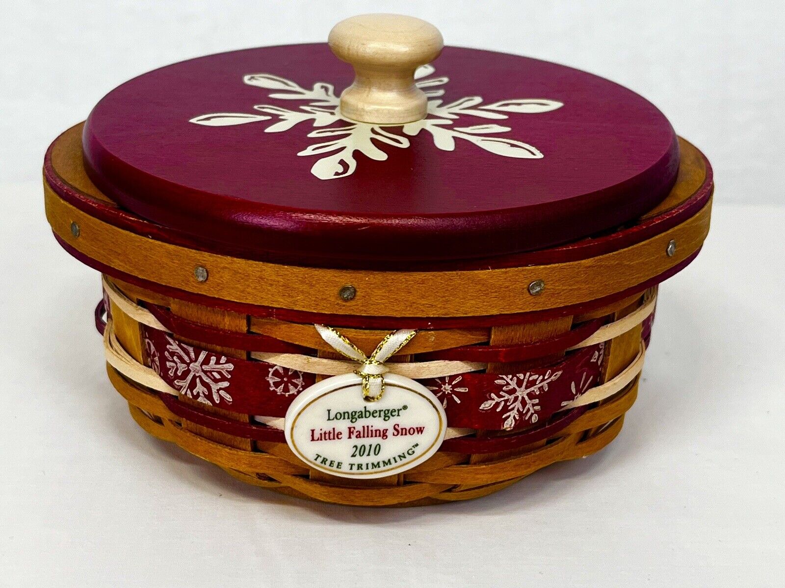 Longaberger 2010 Tree Trimming - Little Falling Snow - Red With Lid & Liners