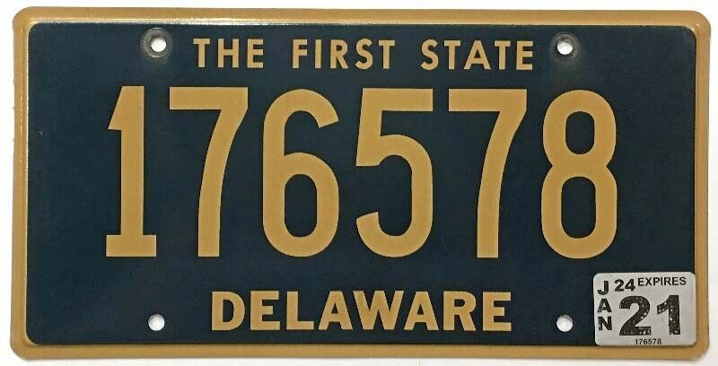 Delaware 2021 The First State License Plate 176578 in Very Good Condition