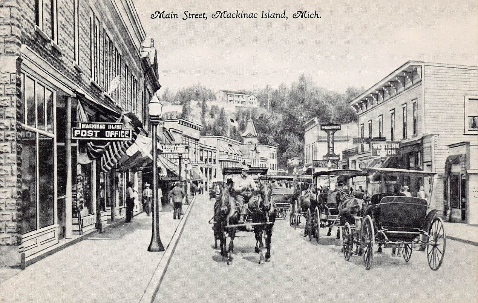 Mackinac Island MI Michigan Post Office Main Street Early 1900s Vtg Postcard A23