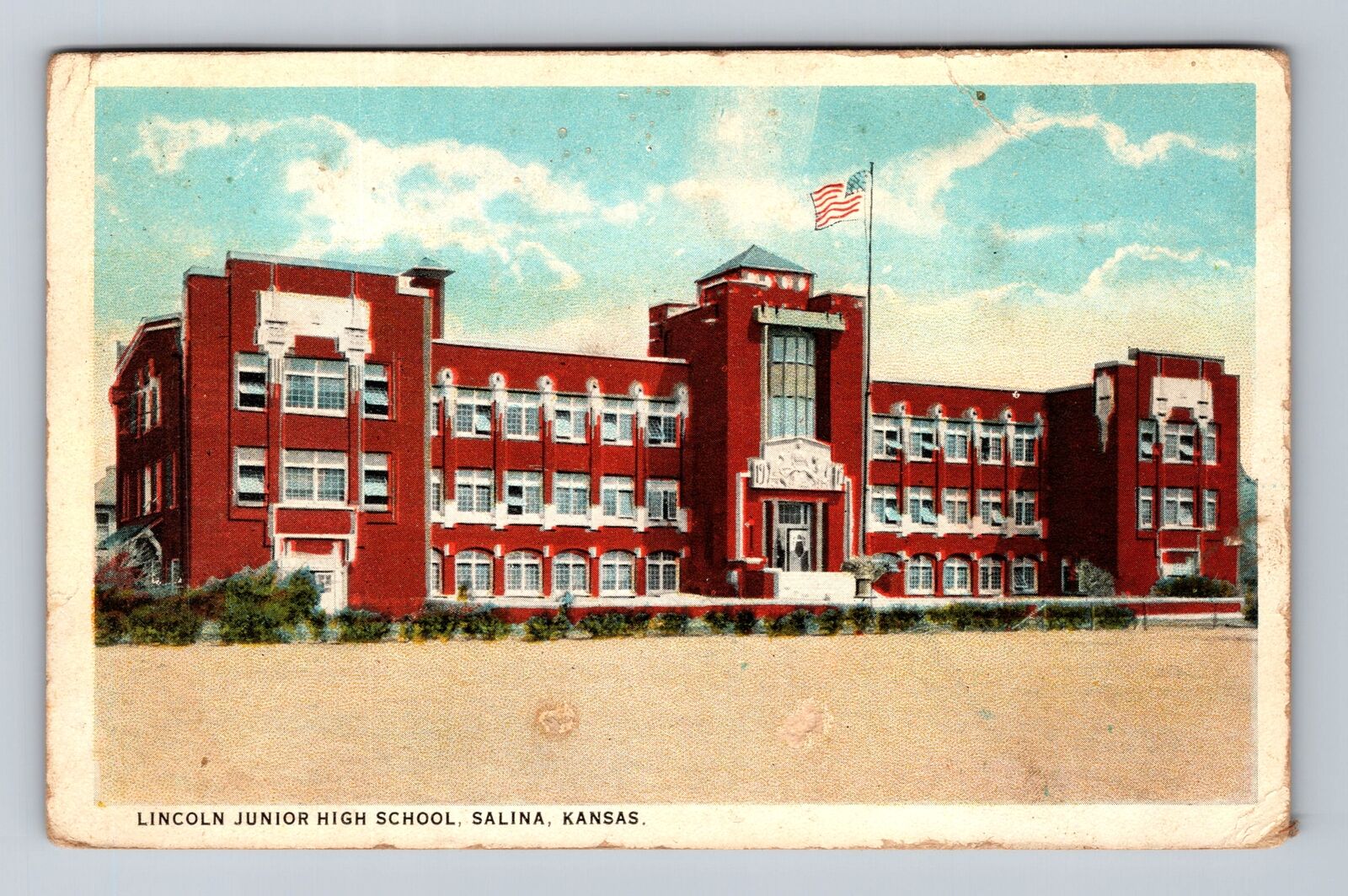 Salina KS-Kansas, Lincoln Junior High School, Antique Vintage Postcard