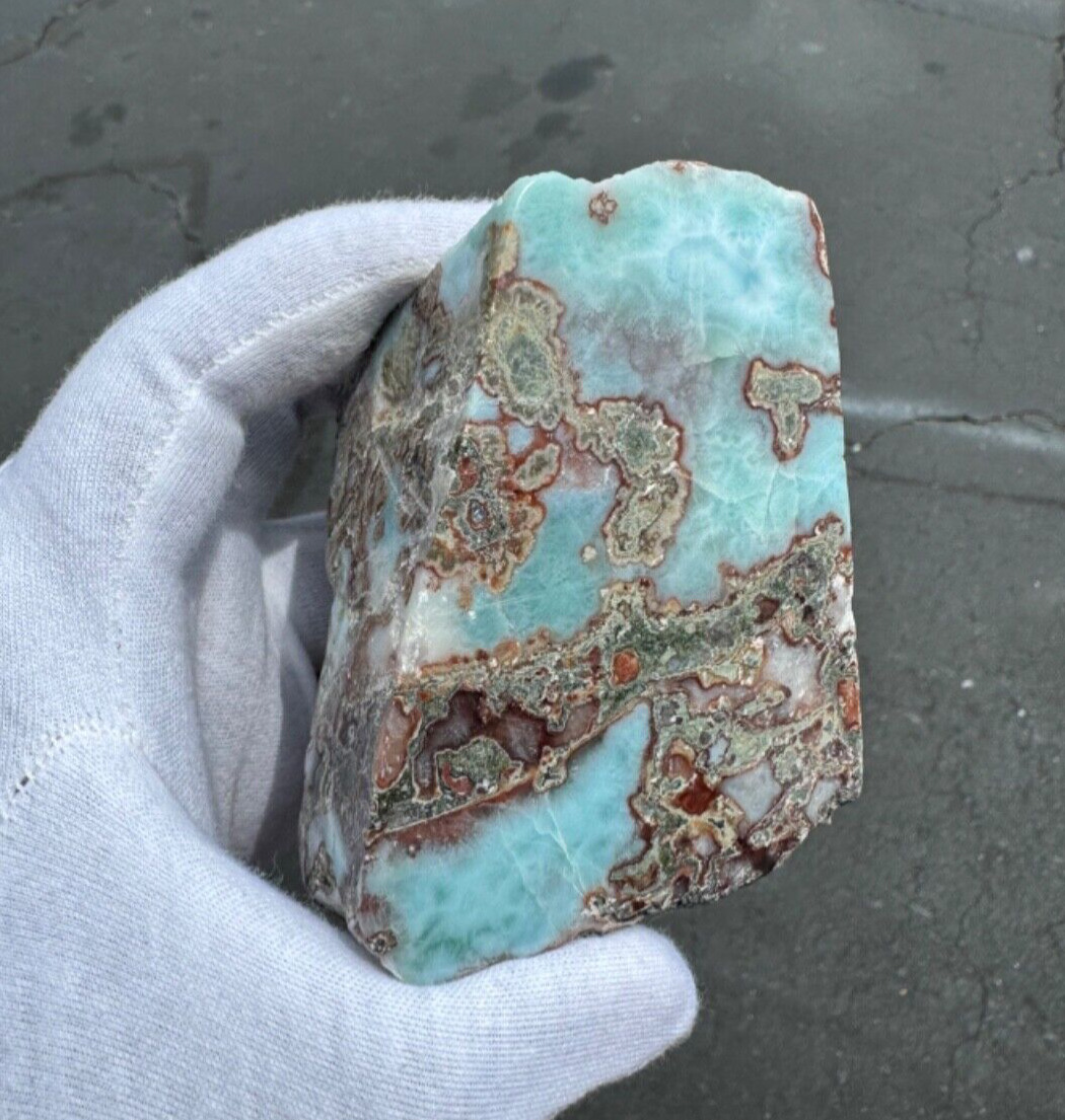 3.8 Inch Stunning Blue/Red Natural Larimar Lapidary Stone Polished 677 Grams