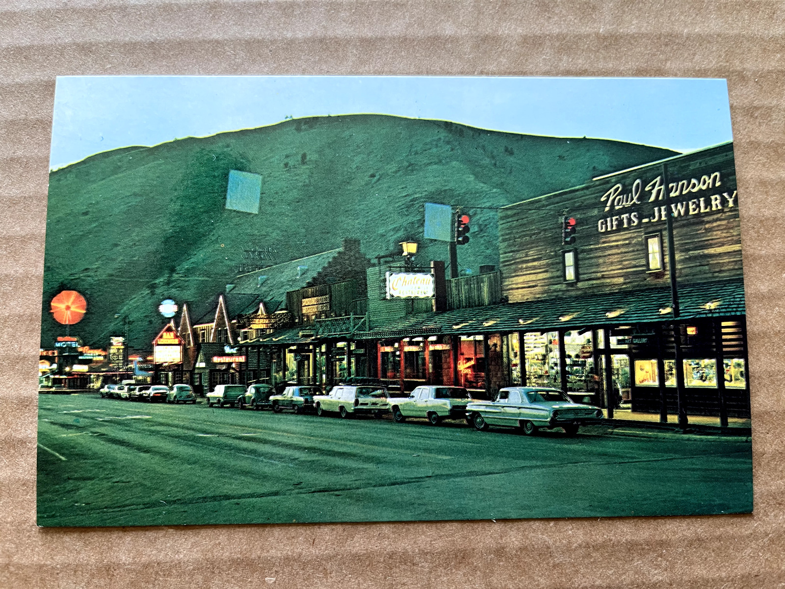 Jackson WY., at Night, Chrome Postcard, Unposted, Circa 1960s, NOS