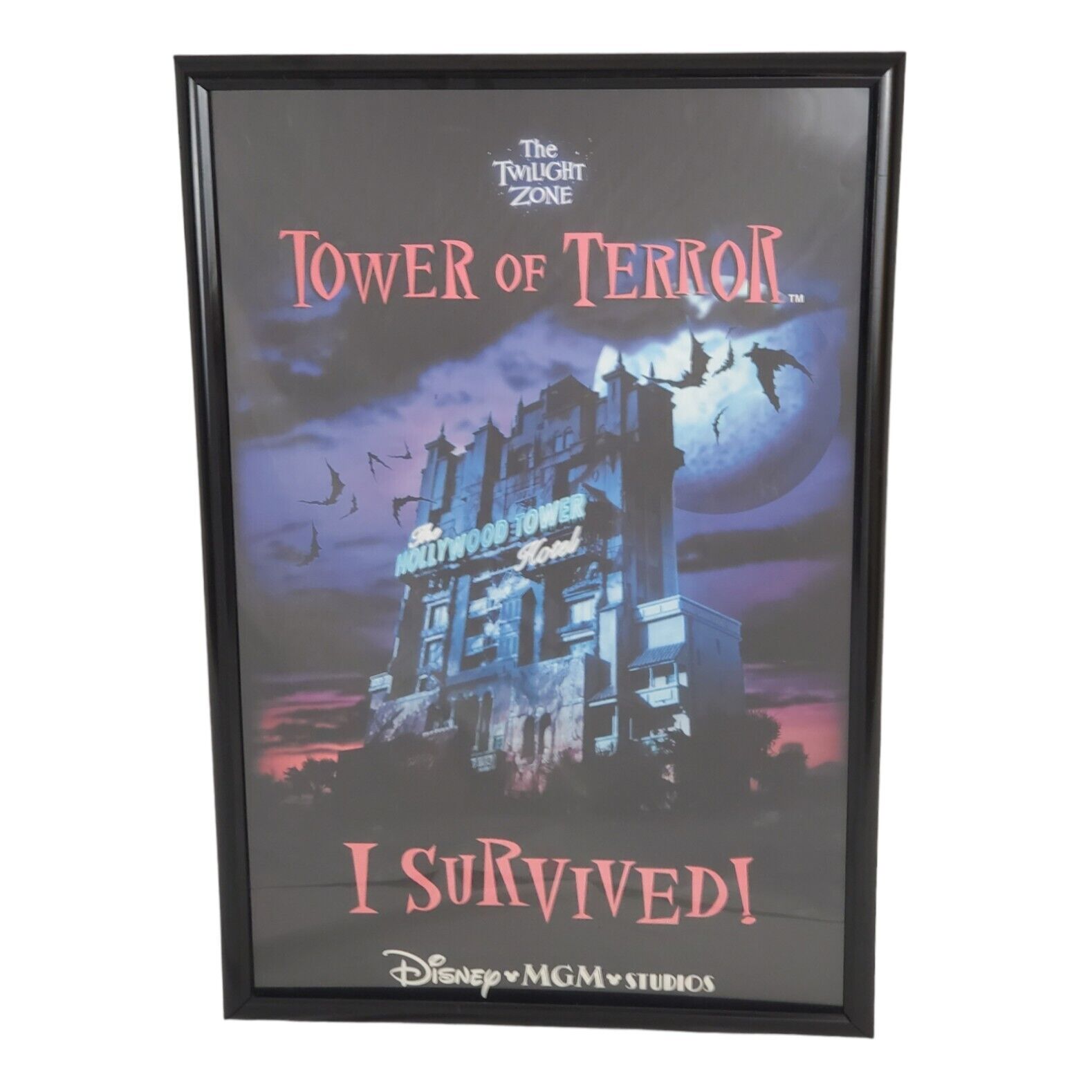 Vintage Walt Disney MGM Studios Poster Tower of Terror I Survived Framed  