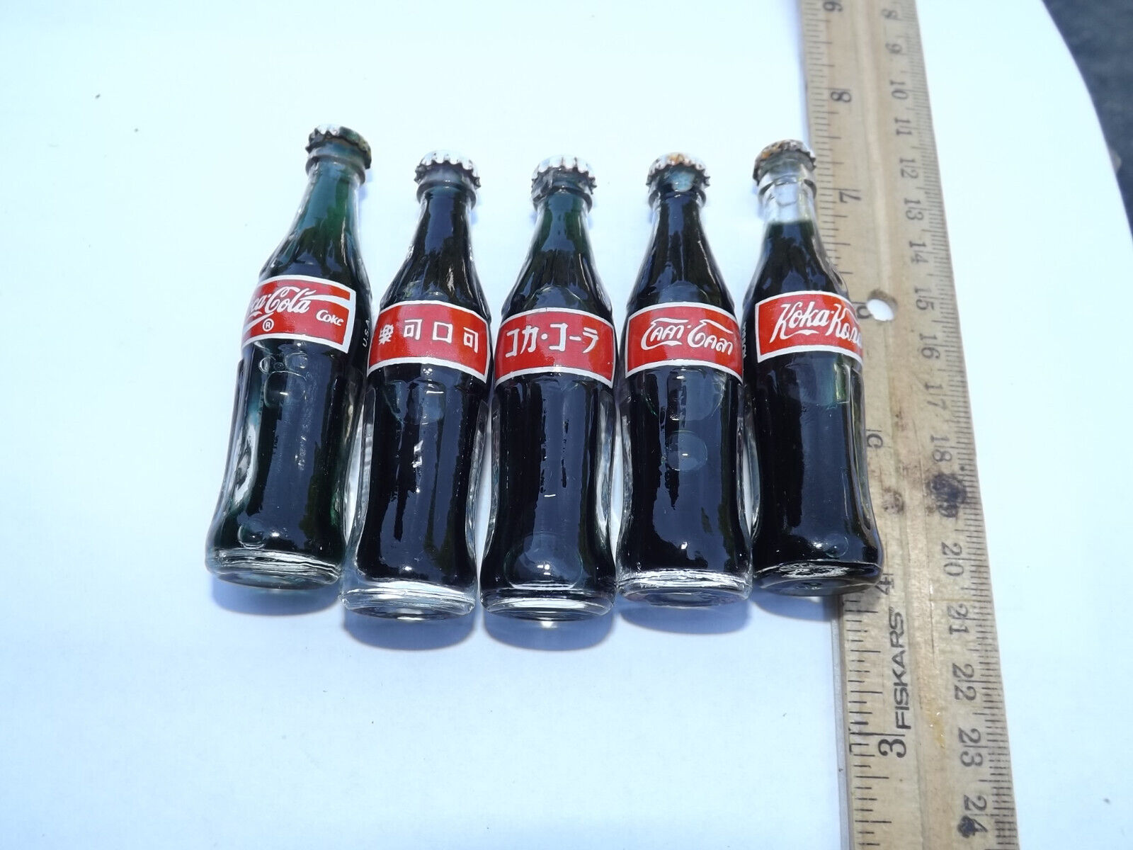 Apx 3 inch Coke Coca Cola Mini Bottle x 5 from around the world