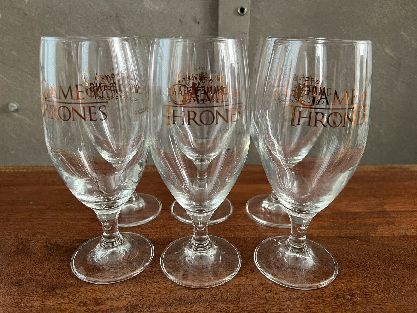 Game of Thrones Ommegang Beer Glasses Gold Logo Limited Edition Set of 6 - NIB
