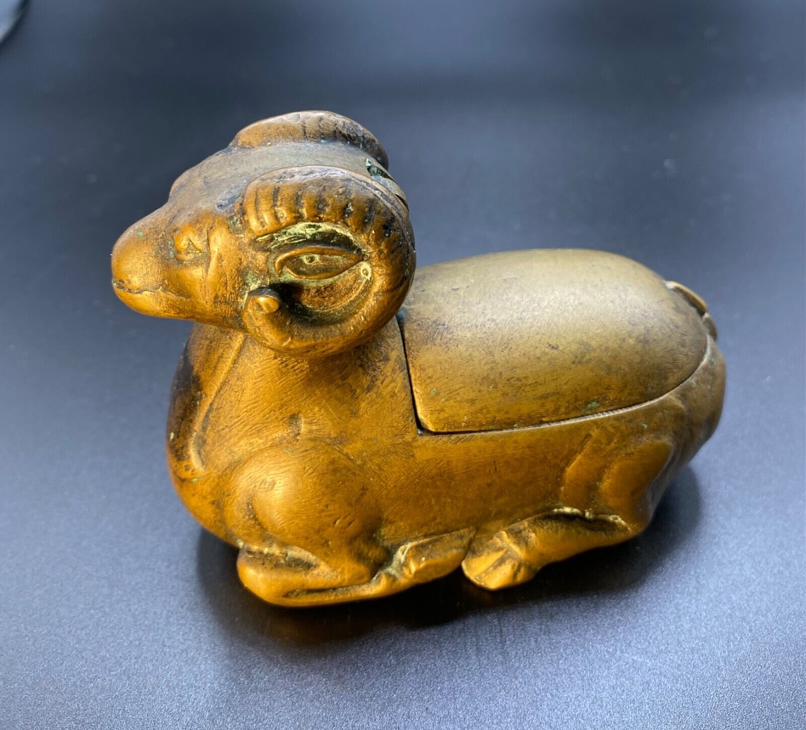 A Beautiful Ancient China’s Bronze Squatting Goat Candlestick/Holder,
